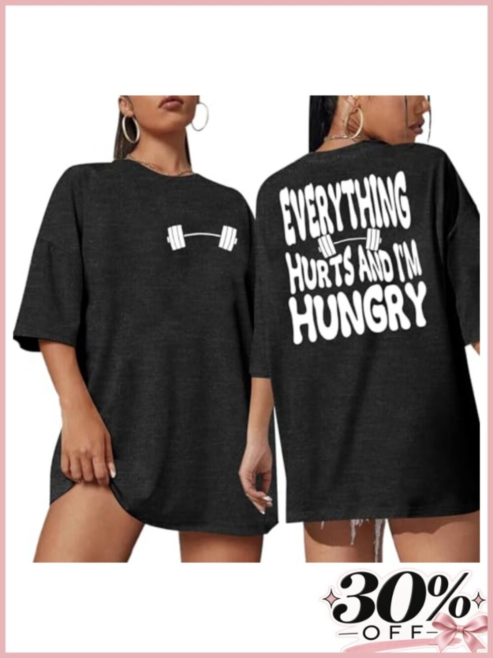 Oversized Weightlifting Graphic Tee Funny Gym Top for Women